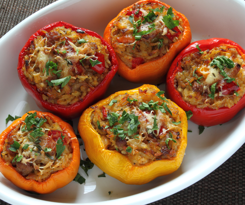 Stuffed Bell Peppers with Lentils and Brown Rice